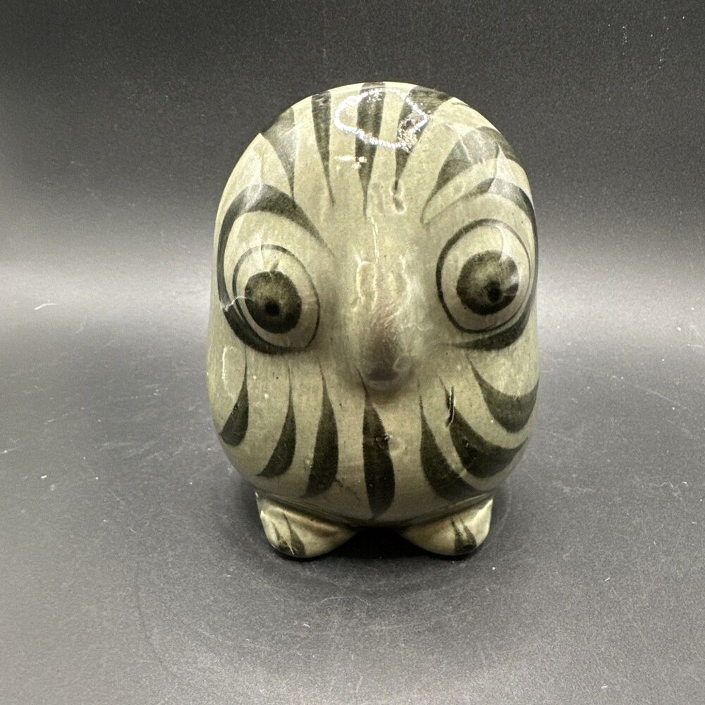 Vintage Tonala’ Ceramic Owl Hand Painted Mexico Pottery Folk Art Sculpture